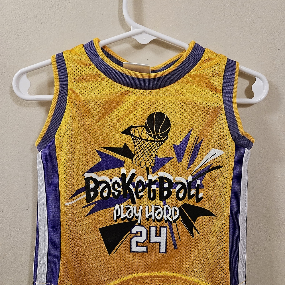 Kidgets Yellow and Purple Basketball Tank Top